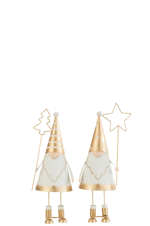 J-Line kerstfiguur - metaal - wit/goud - small - 2 stuks - vtwonen shop