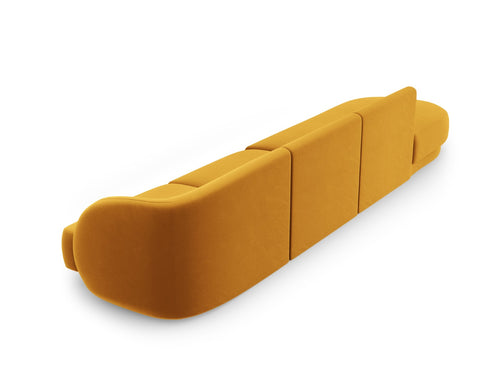 Micadoni linker bank Miley 4-zits, flueel, geel - 90x323x70cm