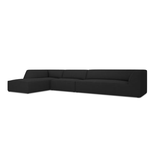 Cosmopolitan Design - Modulaire hoekbank links Siena 5-zits, structurele stof zwart - 180x366x69cm