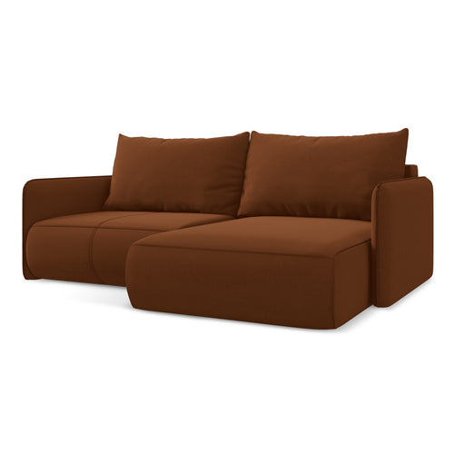 LaMiaSofa hoekbank rechts Palermo - velours - terracotta - 207x148x86