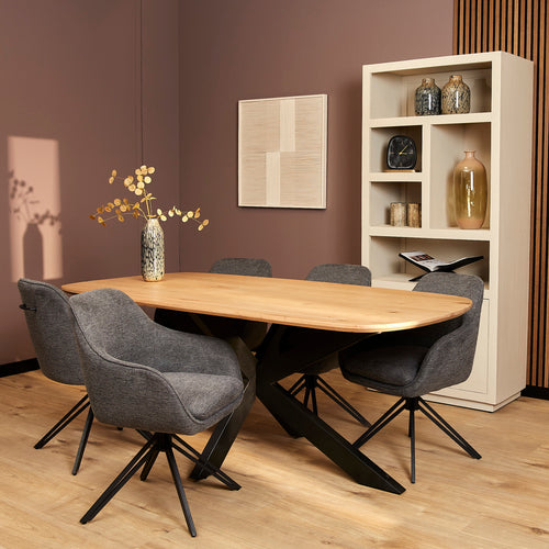 StarFurn Eetkamerstoel Jens - Antraciet Stof - Draaibaar - Set van 2 - vtwonen shop