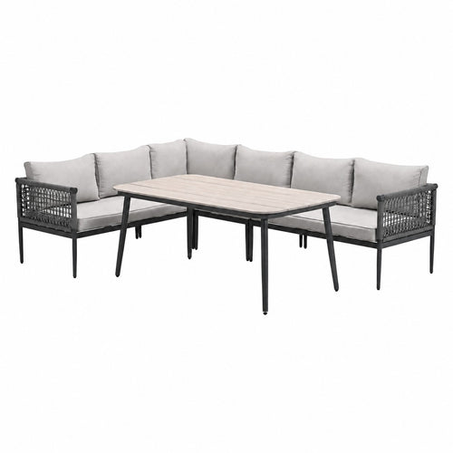 Garden Impressions Teramon loungeset met hoge tafel donkergrijs rope