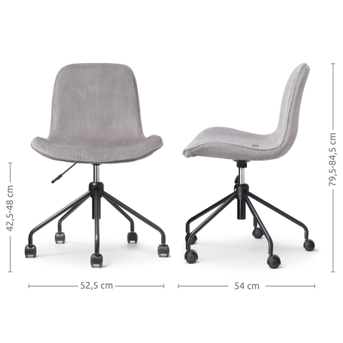 Nolon Nout-Fé Bureaustoel Ribstof Warm Grijs - Stof - Zwart Onderstel