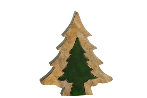 J-Line kerstdecoratie Boom Puzzel - hout - groen/naturel - large - vtwonen shop