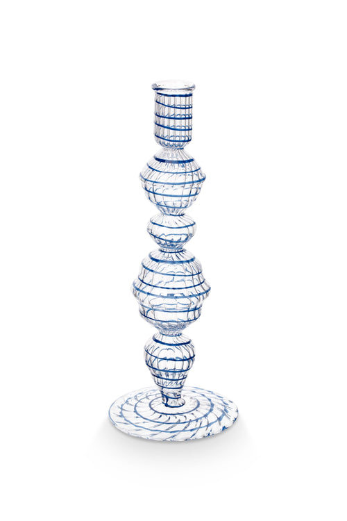Pip Studio Kandelaar Swirl - Glas - Donkerblauw - 22cm - vtwonen shop