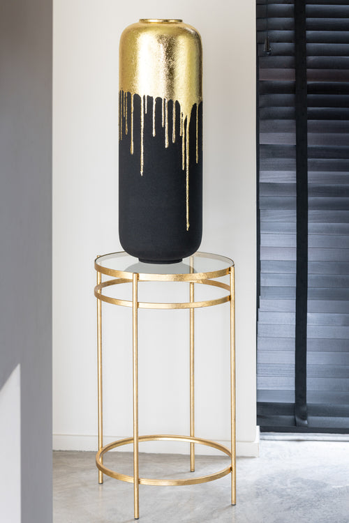J-Line vaas Duo - metaal - zwart/goud - 70 cm hoog