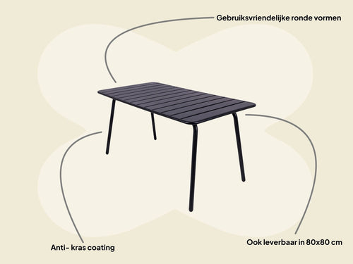 MaximaVida metalen tuintafel Max 150 x 80 cm zwart