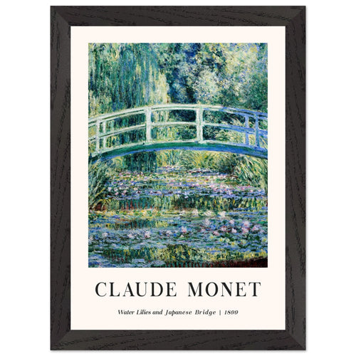 Artfulprints Poster met Lijst Claude Monet - Water lilies and Japanese bridge   - A4 21x29.7 cm - Groen