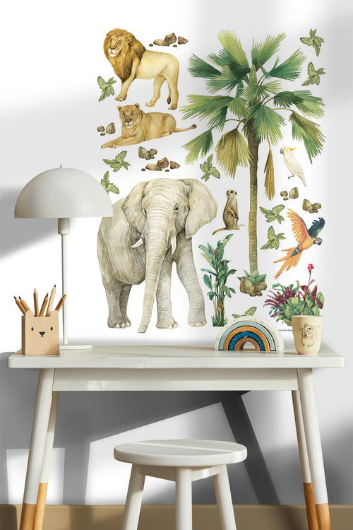 Sanders & Sanders muursticker jungle dieren groen - 85 x 65 cm - 601353