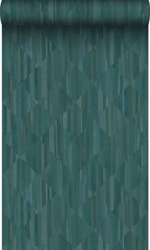 Origin Wallcoverings behang 3D-houtmotief petrolblauw - 50 x 900 cm - 347871 - vtwonen shop