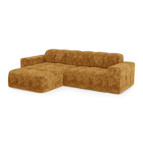 Sia Home - Linkerhoekbank MAEL - gewaafd fluweel mosterd 230cm