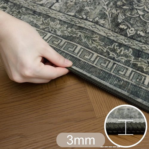 Mrcarpet Vintage Loper Vloerkleed wasbaar  Groen Elio 80x250cm 80 x 250cm