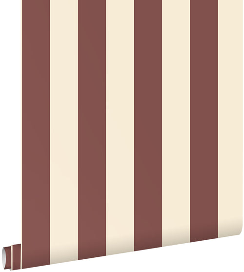 ESTAhome behang strepen bordeaux rood en wit - 50 x 900 cm - 131978