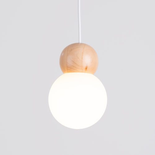 Sollux Lighting Hanglamp PEKKA 1 wit/natuurlijk hout - 11x11x124cm