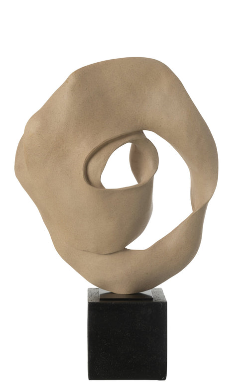 J-Line decoratie Abstract Op Sokkel - polyresin - beige/zwart