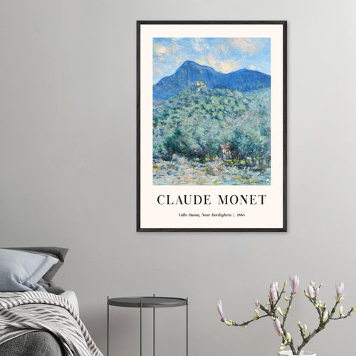 Artfulprints Poster met Lijst Claude Monet - Valle Buona, near Bordighera   - 30x40 cm - Blauw