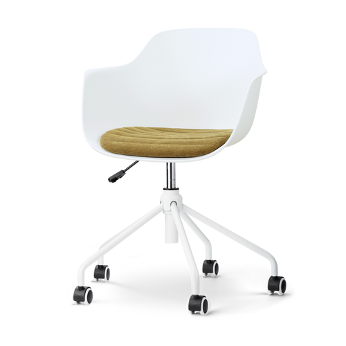 Nolon Nout-Liz eetkamerstoel wit met mosgroen zitkussen - wit onderstel