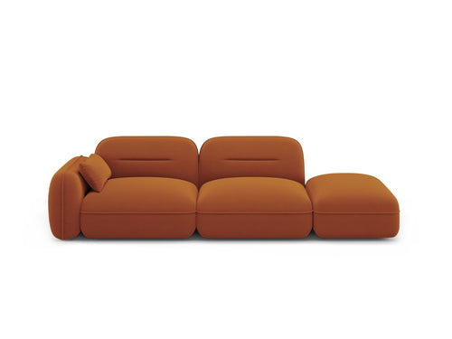 Cosmopolitan Design Rechte modulaire bank Sydney 3-zits, flueel, terracotta - 90x295x70cm