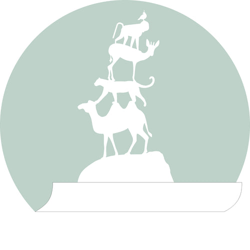 ESTAhome zelfklevende behangcirkel gestapelde dieren mintgroen - Ø 70 cm - 158977