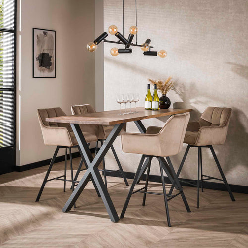 Giga Meubel Barstoel Raster - Champagne Velvet - Draaibaar - Zithoogte 69cm - Set van 2 - Set van 2