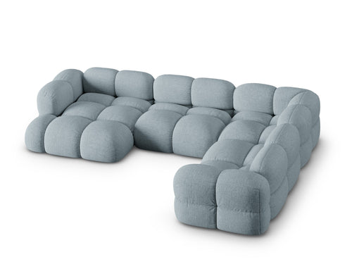 Cosmopolitan Design Panoramische hoekbank rechts Loretto 5-zits, structurele stof pastelblauw - 250x345x68cm