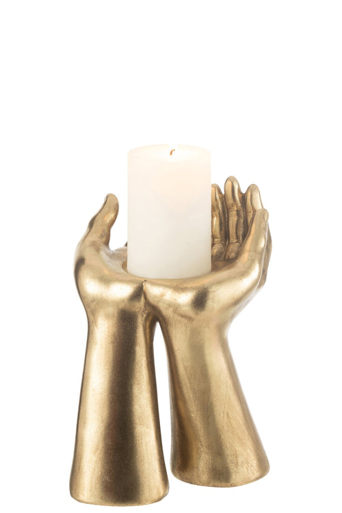 J-Line kandelaar Handen - polyresin - goud