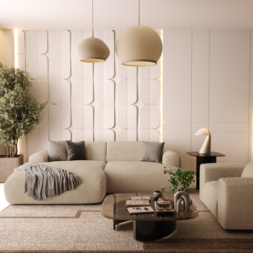 Sia Home - Hoekbanken links MYRA - Corduroy - Beige - 266cm - vtwonen shop