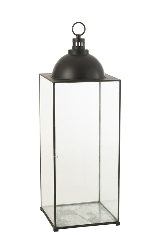 J-Line lantaarn Hagrid - glas/ijzer - zwart - large - vtwonen shop