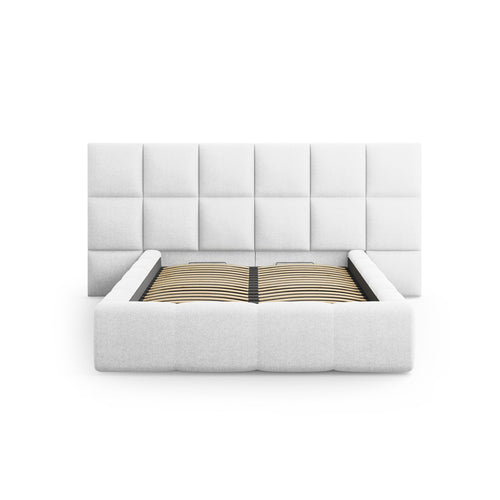 Cosmopolitan Design - Opbergbed met hoofdeinde Livigno 200x160cm structurele stof koel lichtgrijs - 230x250x125cm