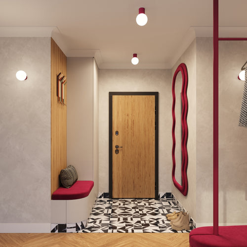 Sollux Lighting Plafondlamp HALO bordeaux IP44 - 12x12x21cm
