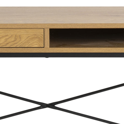 Lisomme Vic houten bureau naturel - met opbergvak - 110 x 45 cm - vtwonen shop