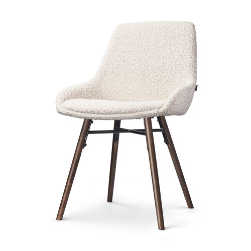 Nolon Nena-Isa Eetkamerstoel Bouclé Beige - Stof - Walnoot Poten - vtwonen shop