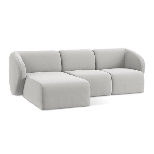 LaMiaSofa hoekbank links Cervo - velours - zilver - 248x166x84
