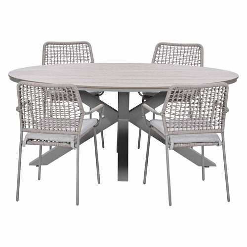 Garden Impressions Tuinset Natas 5-delig taupe - Tulli tuintafel 180x115 cm