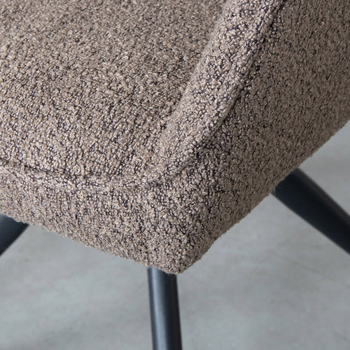 LABEL51 Eetkamerstoel Finley - Bruin Bouclé - Draaibaar - Set van 2 - vtwonen shop