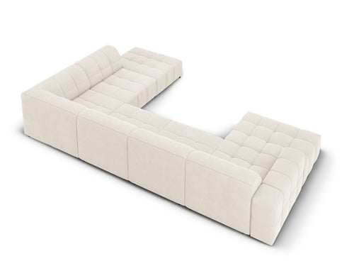 Cosmopolitan Design Panoramische hoekbank rechts Chicago 7-zits, flueel lichtbeige - 263x375x78cm