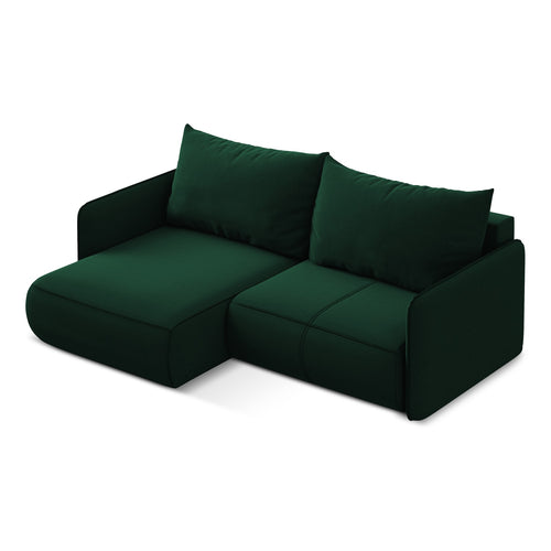 LaMiaSofa hoekbank links Palermo - velours - flessengroen - 207x148x86