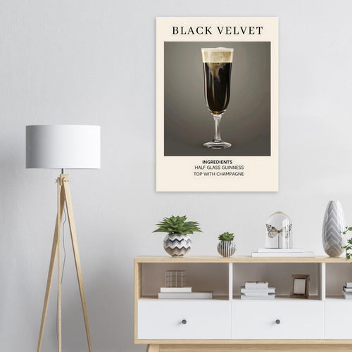 Artfulprints  Black Velvet cocktail - Ingrediënten   poster 30x40 cm - vtwonen shop