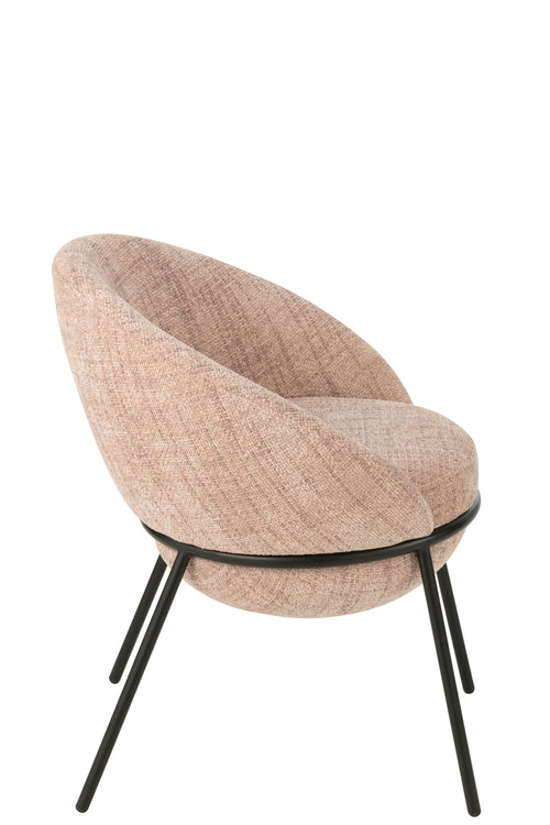 J-Line stoel - ijzer - lichtroze/zwart - vtwonen shop