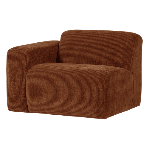 WOOOD 1-zits bank arm links Mojo Base - Ribstof - Roestbruin - 74x105x97