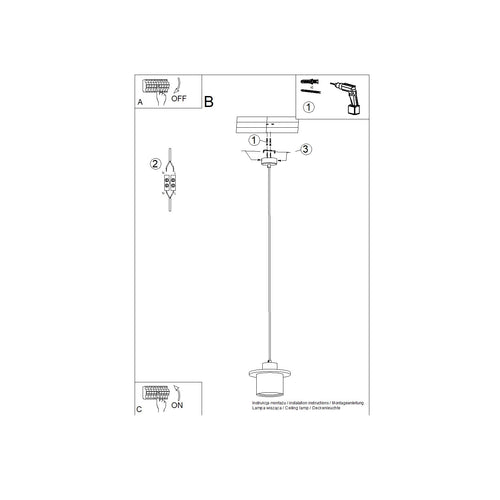 Sollux Lighting Hanglamp MAB beton - 22x22x125cm