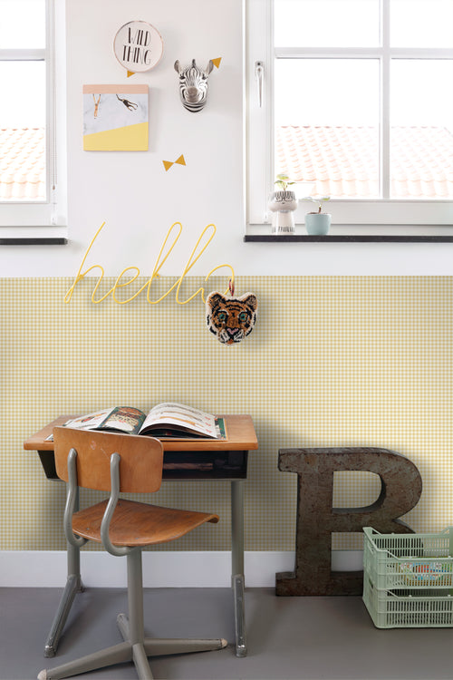 ESTAhome behang ruitjes pastel geel - 0.53 x 10.05 m - 131645