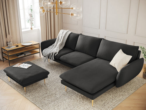 Cosmopolitan Design rechter hoekbank Vienna 5-zits, boucle, zwart - 170x255x95cm