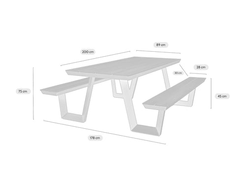 MaximaVida aluminium picknicktafel Bermuda 200 cm zwart - vtwonen shop