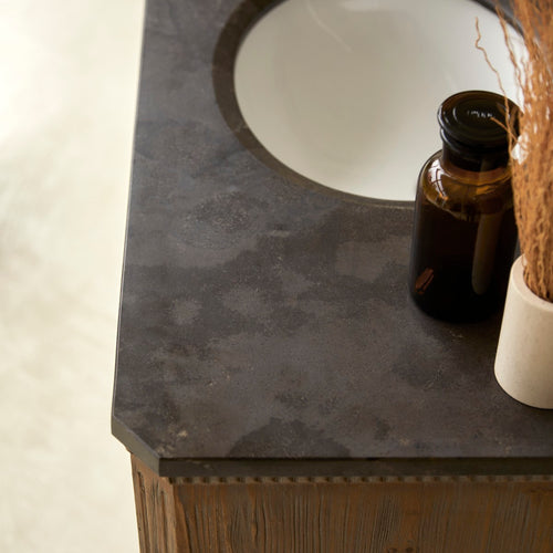 Tikamoon Massief grenen en stenen badkamermeubel 100 cm - Naturel - vtwonen shop