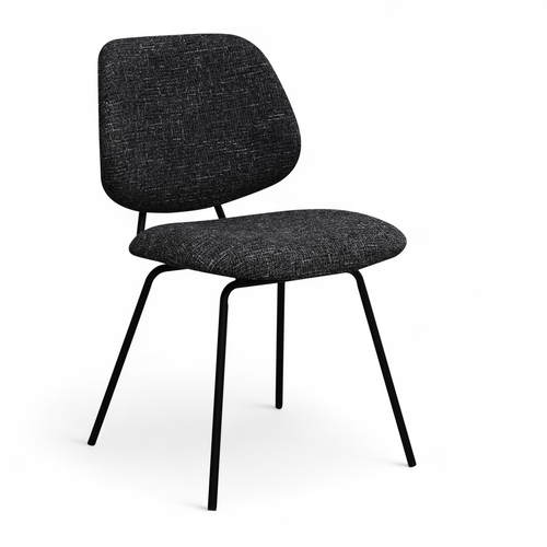Furnhouse eetkamerstoel Sofia - Zwart - Stof (Bouclé) - Set van 6