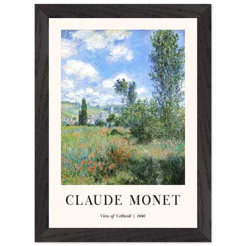 Artfulprints Poster met Lijst Claude Monet - View of Vétheuil II   - A4 21x29.7 cm - Groen