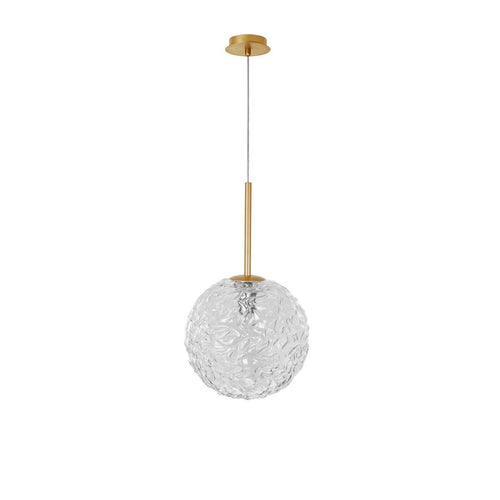Merano Concord Globe Hanglamp Plafondlamp Helder Gestructureerd Glas, Geborsteld Goud Staal LED E27