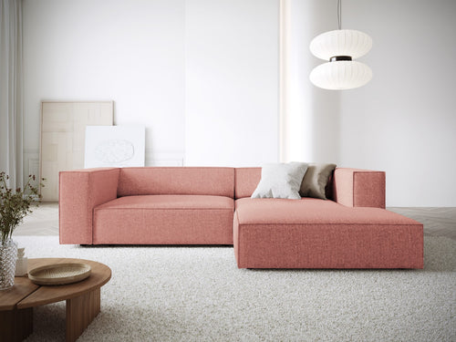Cosmopolitan Design rechter hoekbank Arendal 3-zits, chenille, roze - 166x224x70cm