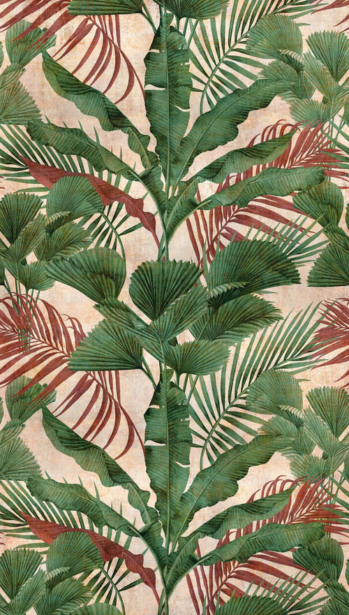 Livingwalls fotobehang jungle-motief groen, beige, rood en bruin - 159 x 280 cm - AS-391852